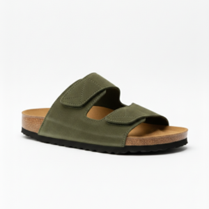 سليبر رجالي جلد طبيعي كود 105 - زيتي